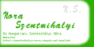 nora szentmihalyi business card